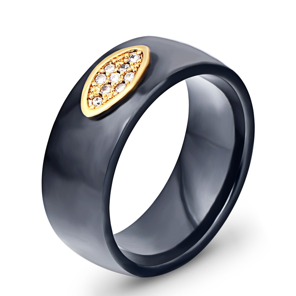 8MM Ceramic Ring Cubic Zirconia Stone Black And White Color Women men Jewelry Engagement Wedding Band
