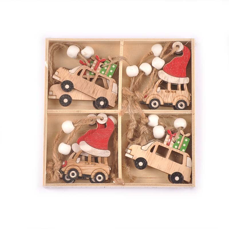 12 stück weihnachtsmann-engel-Stern-holzbastelarbeiten weihnachtsbaum-hängeornamente holzanhänger diy weihnachtsfeier heimdekoration  c2729: 4