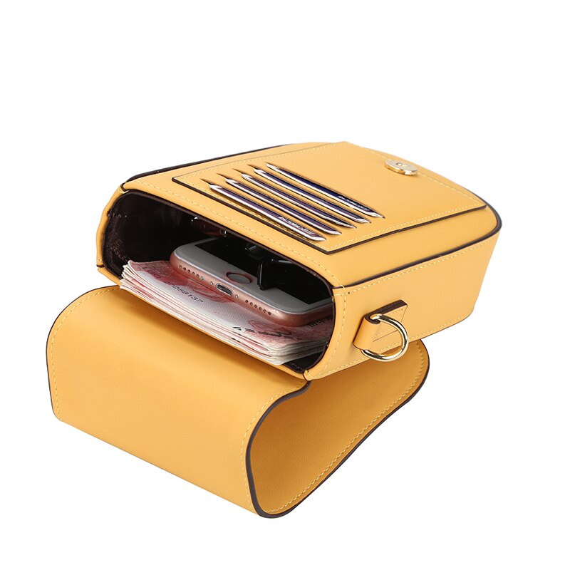 Bolso cruzado pequeño de piel sintética para mujer, bandolera de hombro para chica, color amarillo,