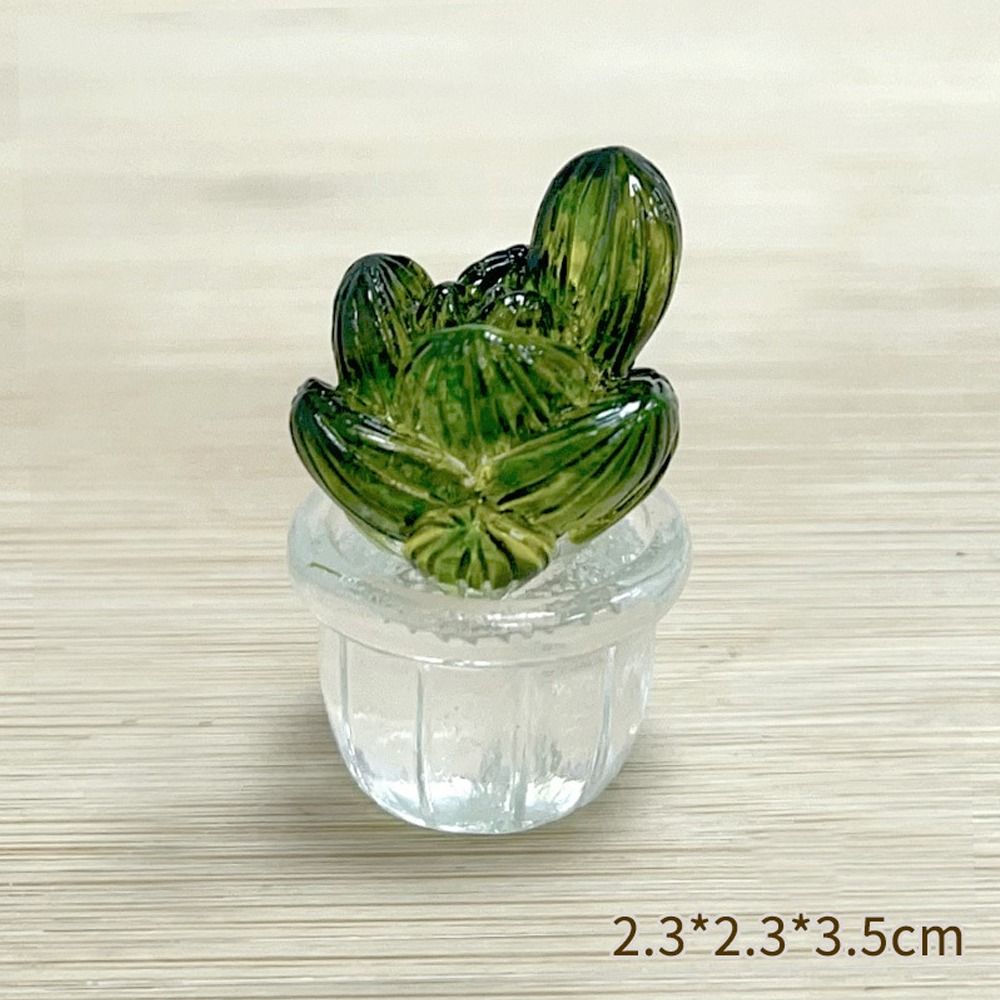 Cartoon Cactus Bonsai Decor Resin Crafts Transparent Fleshy Mini Cactus Figurines Realistic Simulated Cactus Home Accessories: Fluorescence Yellow