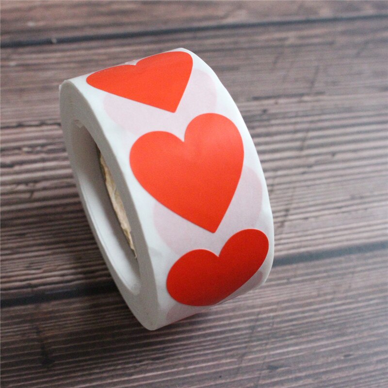 1 pouce coeur noir autocollant scrapbook enveloppe joints étiquettes fournir 500 pièces/rouleau: red