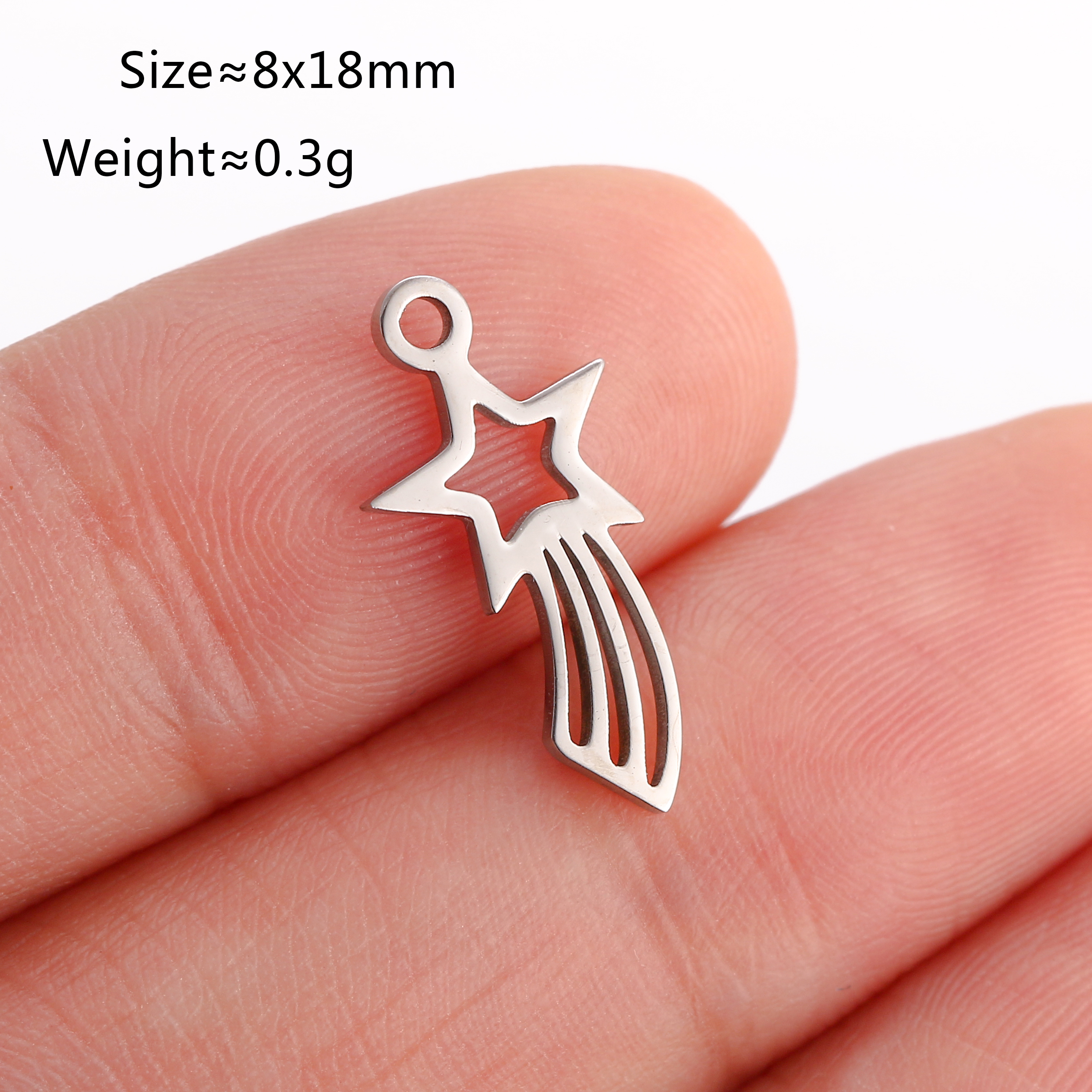Lote de 5 unidades de Mini dijes de estrella Celestial, colgante de pentagrama/estral/Meteor/luna de acero inoxidable DIY para pendientes, pulseras, fabricación de joyas: Rosa