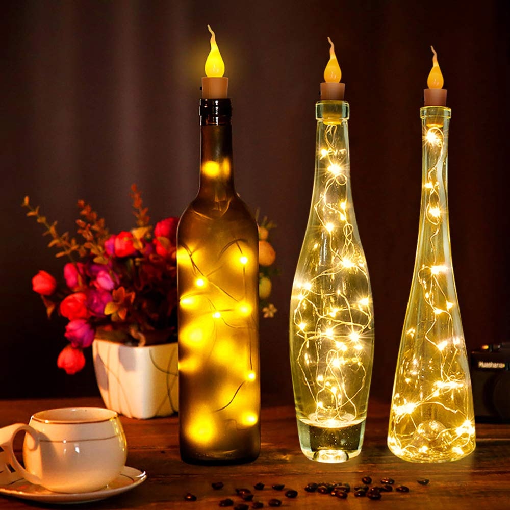 2M 20LED Koperdraad Lamp Wijn Fles Lamp Kurk Warm Wit Batterij Aangedreven Led String Licht Voor Diy Party decoratie Kerst