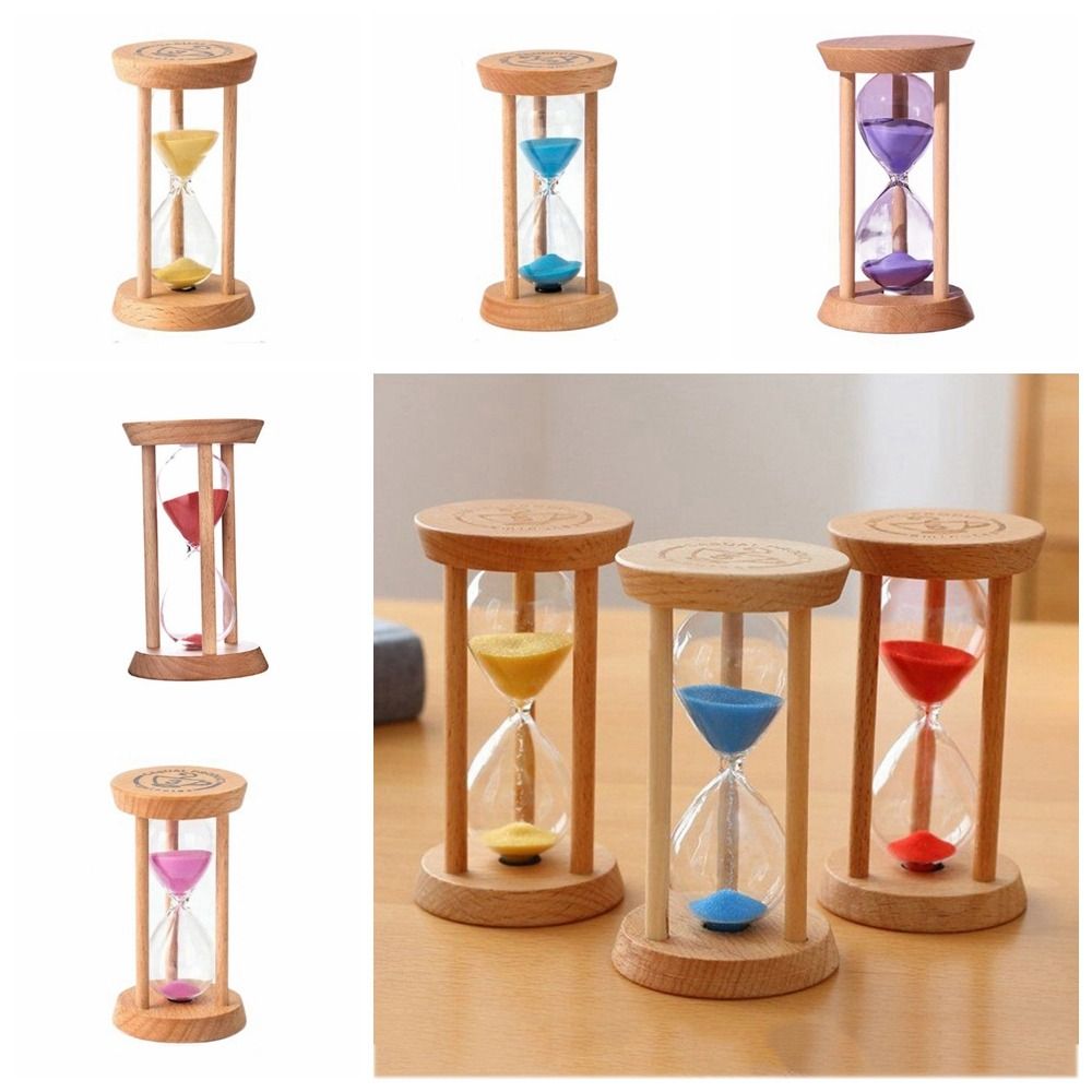Langlebige, stabile Verbindung, Holz-Sanduhr, Holz, 1/3/5 Minuten, runde Sanduhr-Timer, 5 Farben, keine Verformung, Küche