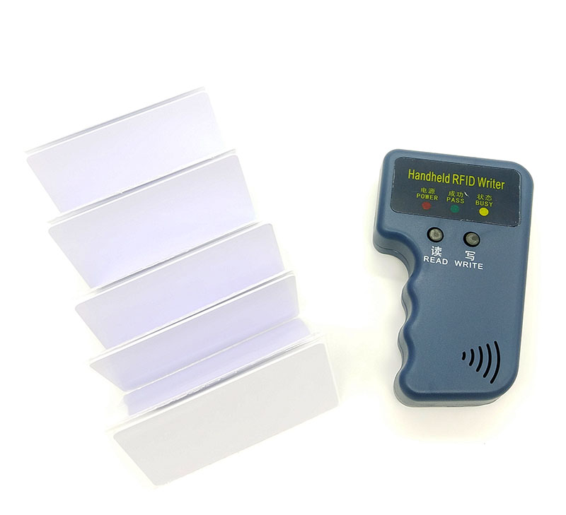Lector portátil de 125KHz EM4100 RFID para copiadora de tarjetas, duplicador, programador, lector + EM4305 T5577, RFID regrabable, etiquetas, llaveros, tarjetas: Writer Add 5 cards