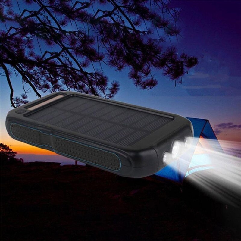 50000Mah Solar Power Bank Waterdicht 2USB Outdoor Emergency Backup Batterij Led Zaklamp Draagbare Oplader Mobiele Power Pack