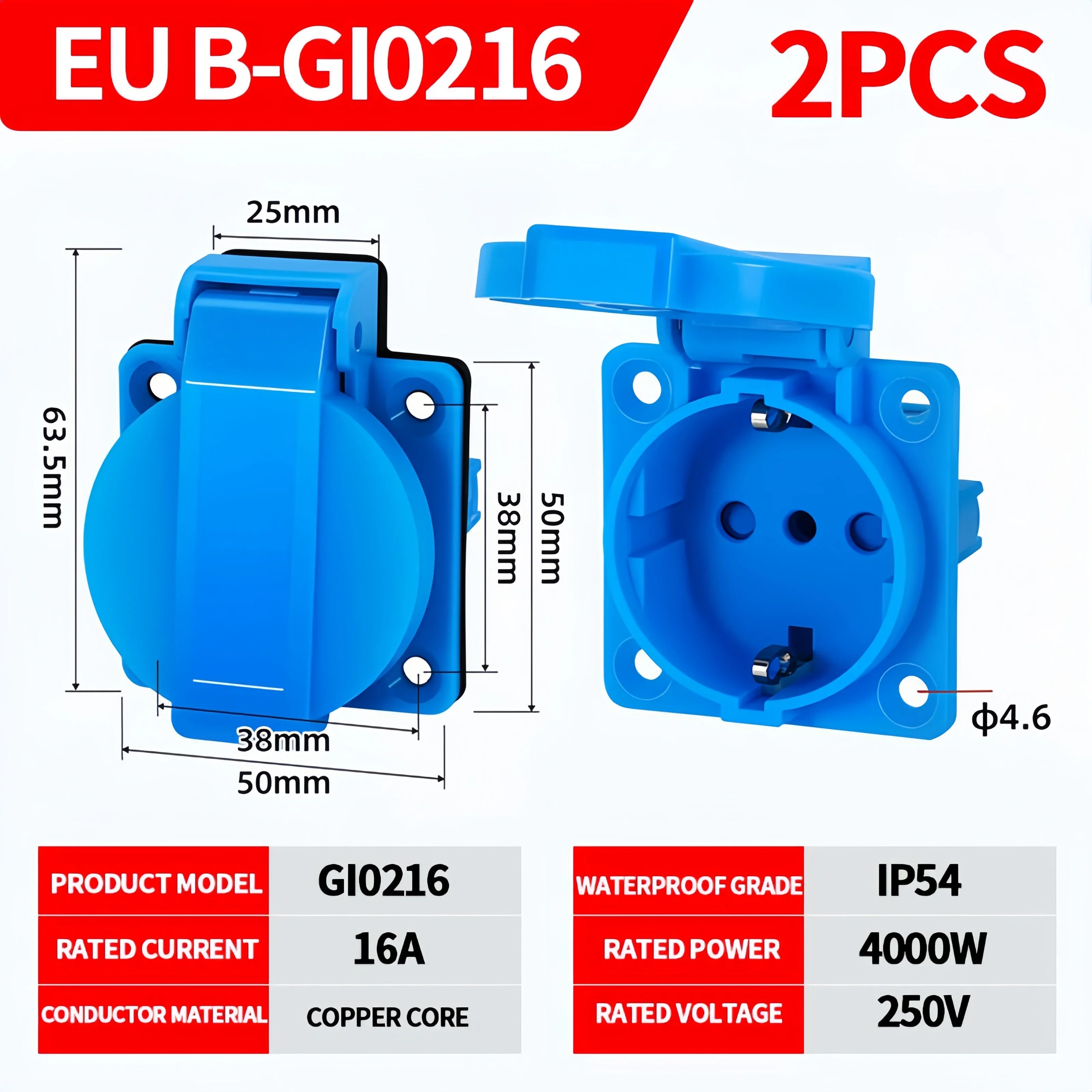 16a/250v industriella  ip54 vattentäta uttag multifunktionella kontakter väggpanelmonterade uttag för brasilien storbritannien tyska eu franska: Typ 12