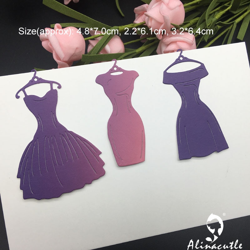 Gestanst Metaal Snijden 3 pc Jurk Set Lady Scrapbooking Album Papercraft Handgemaakte Kaart Stencil Cutter Punch Sterven Alinacutle