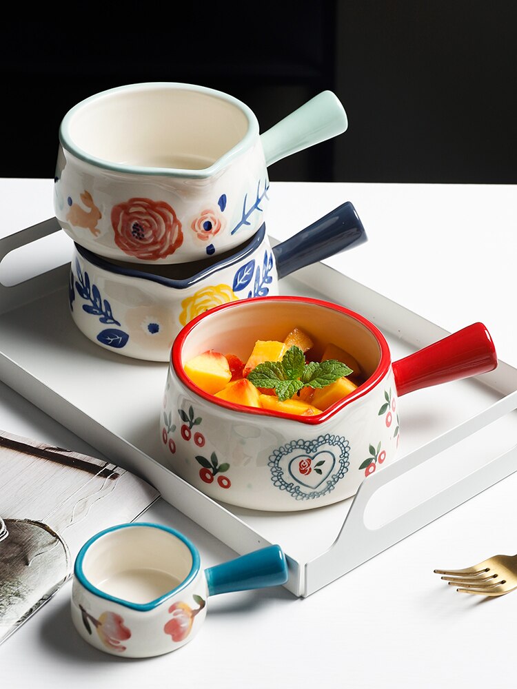 Modern ceramic small milk jug mini milk cup with handle milk jug coffee cup home breakfast salad oatmeal bowls cute tableware