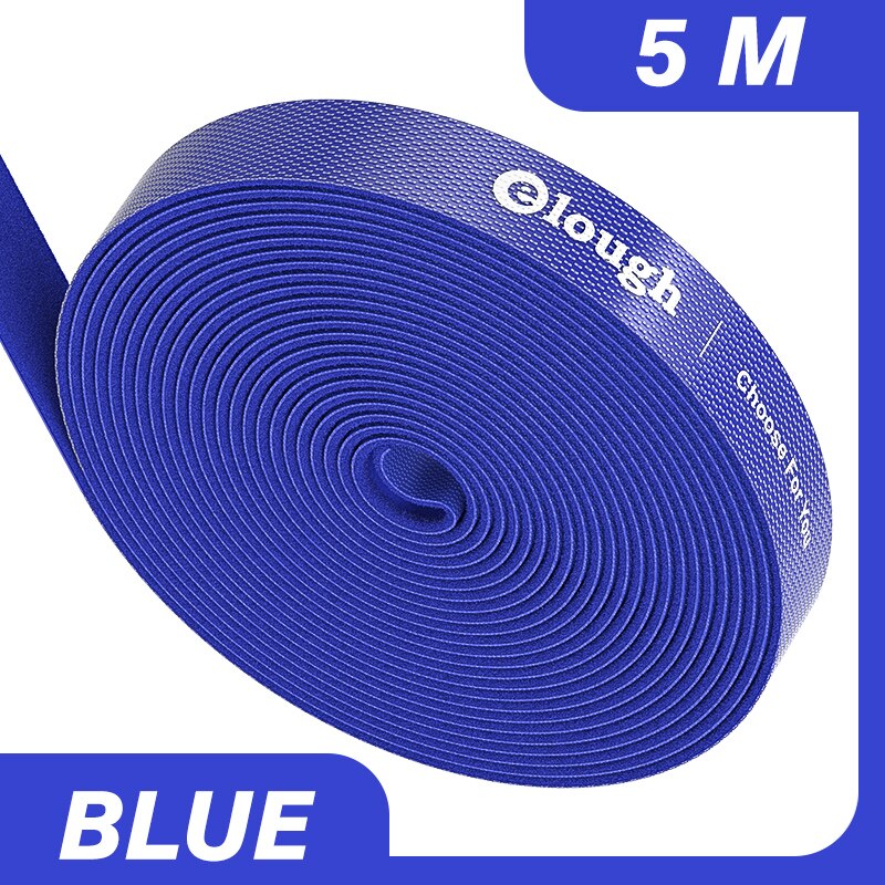 Elough 5m kabel organiserare wire winder clip hörlurar mushållare sladdskydd för iphone samsung xiaomi huawei usb-laddare: 5m st blå kardborreband
