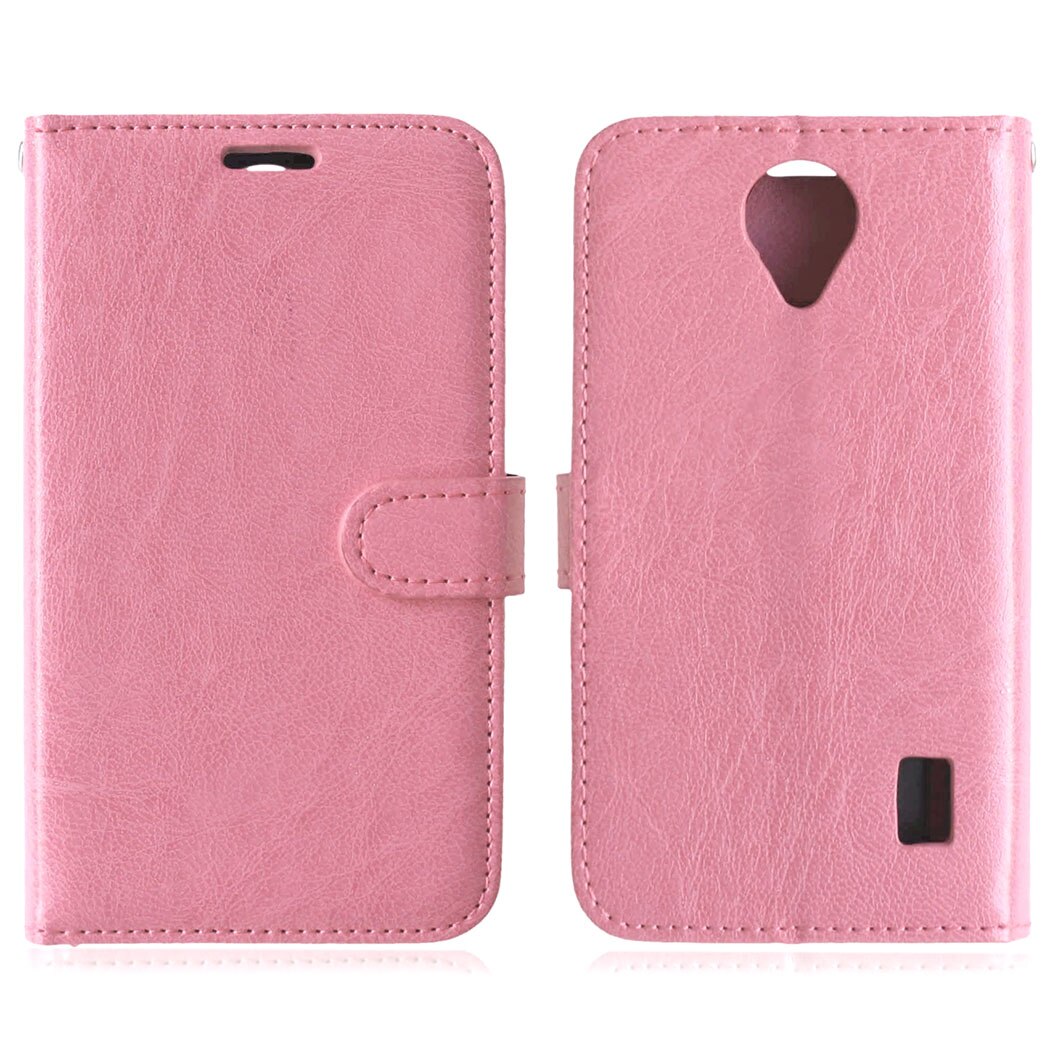 for Huawei Ascend Y635 Case Luxury Flip Wallet Leather Coque for Huawei Y 635 Cover Ascend Y635 Stand Phone Case with Card Slot: Pink