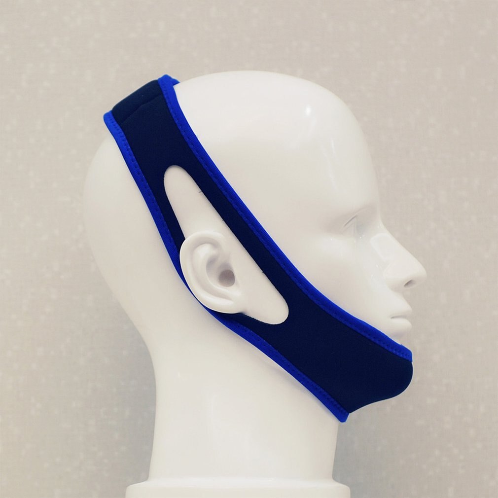 Cinturón de soporte para la Apnea del sueño, correas de soporte para la barbilla para la noche, antirronquidos, correa para la barbilla, herramientas de cuidado para dejar de roncar, belleza de estiramiento facial,: Black Blue