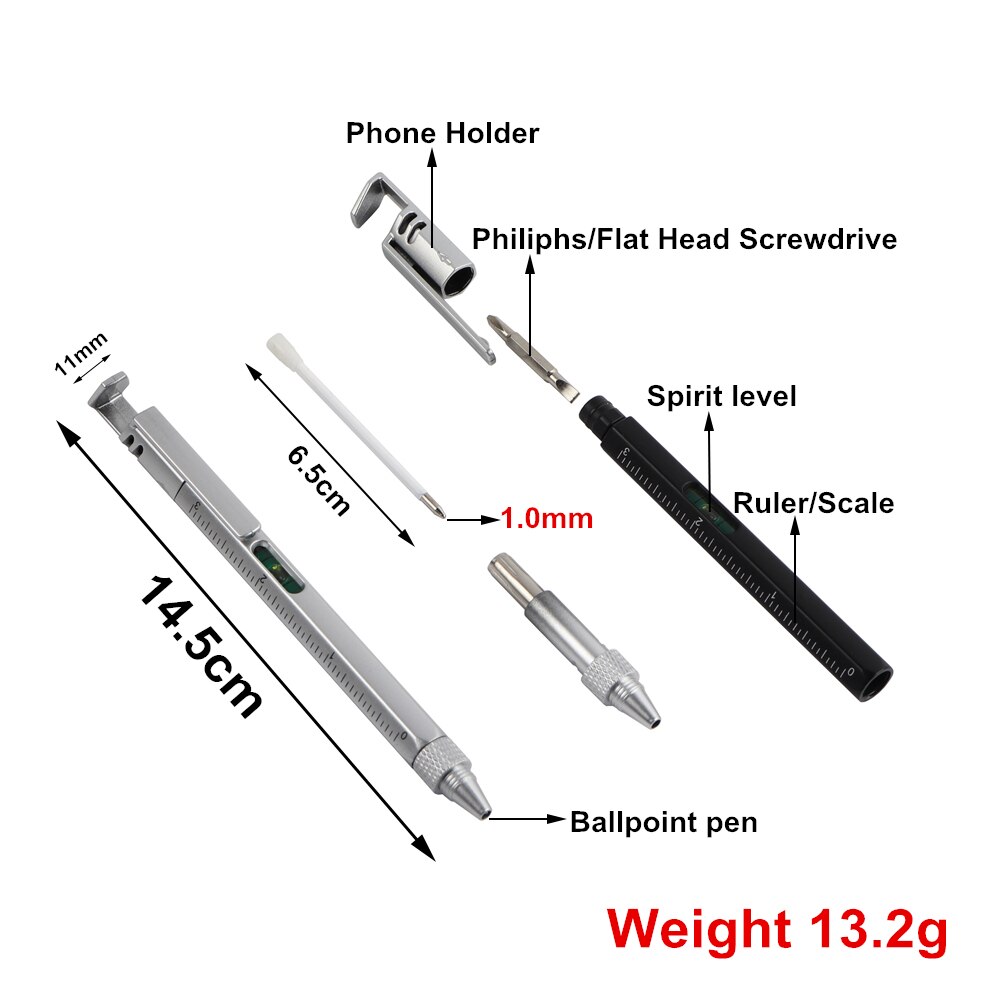 Multi-Funktionale Stift 5 in 1 Telefon Halfter Schraube-Fahrer Wasserwaage Herrscher Und Kugelschreiber Für Schule büro Haushalts Guter Helfer