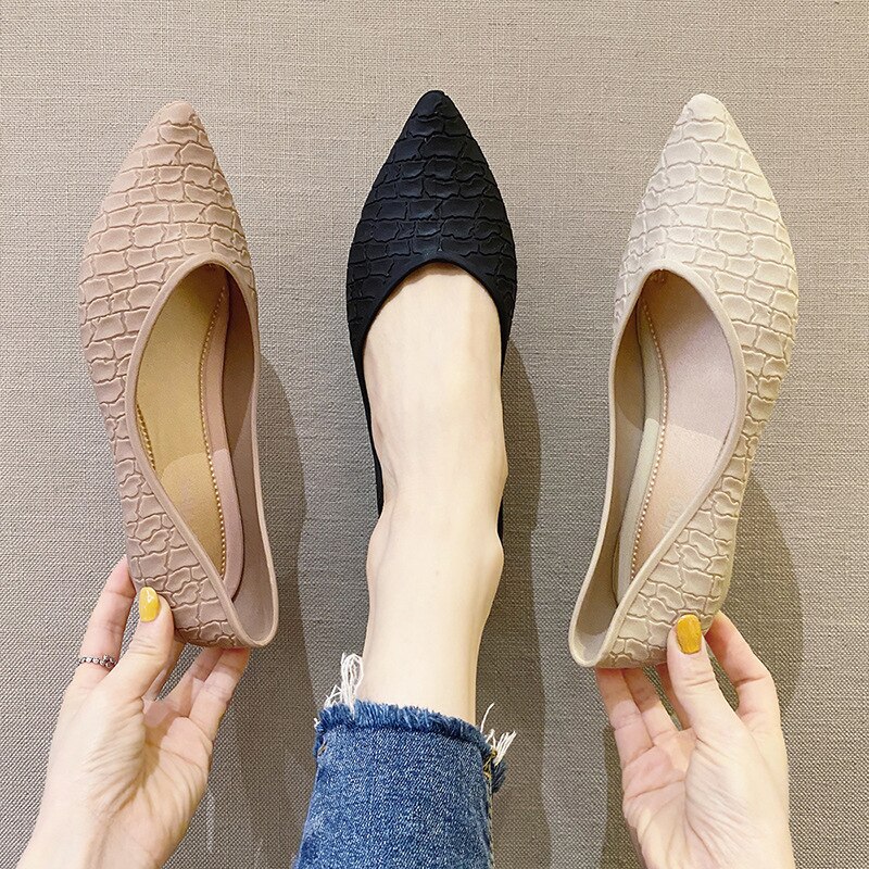 Plastic Jelly Shoes Woman's Low Heel Casual Pumps Pointed Toe Spring Slip On Plastic Rain Shoes Waterproof