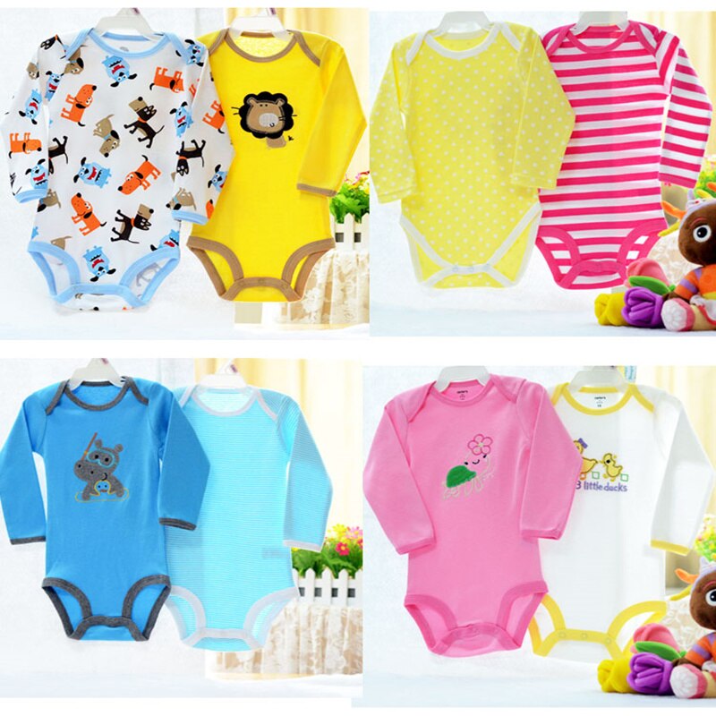 Hoge Qaulity Pack Van 5 Baby Boy Girl Lange Mouw Bodysuits Baby Dragen Katoen 3M Tot 48M Met label Op Hals