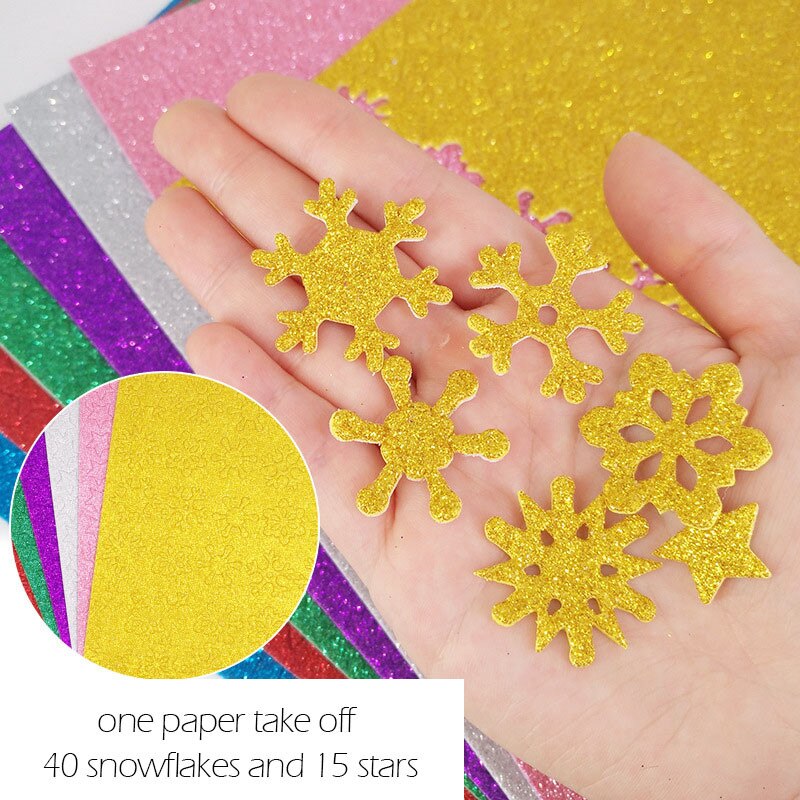 Fiocchi di neve di natale stelle giocattoli artigianali bambini creativi fai da te Glitter stelle fiocchi di neve paillettes carta spugnosa materiale manuale giocattoli