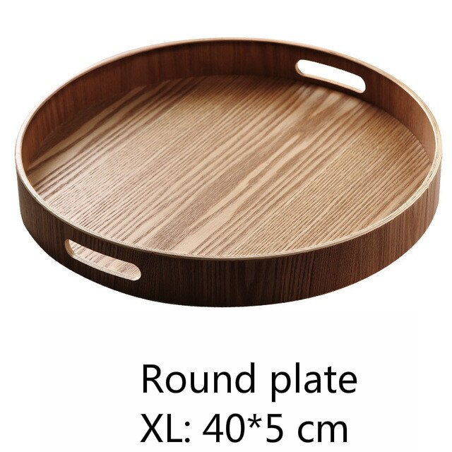 Trä rund/oval/rektangulär serveringsbricka trä tallrik te maträtt dryck tallrik mattallrik middag nötbiff frukt mellanmålsbricka: 8
