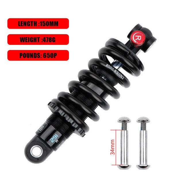 MTB 190MM Mountain Bike Alloy Air Rear Shock Absorber Adjustable Damping for Cycling Travel Downhill EXA 291R: 150mm