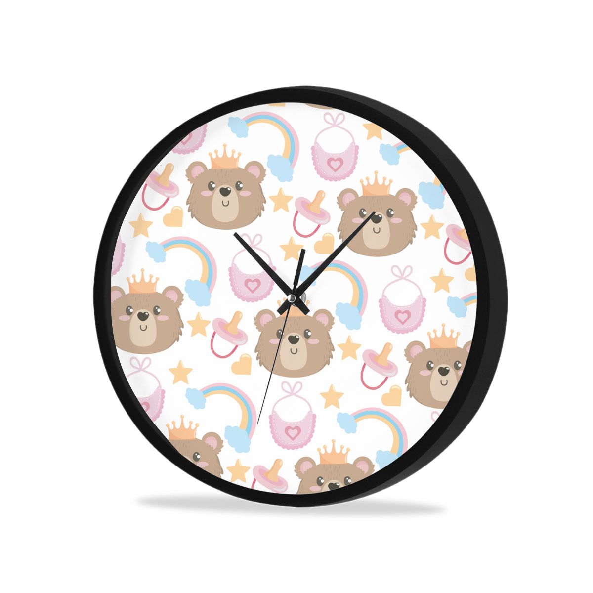 3D printing Animal World Zoo Round wall clock diy quartz watch still life clocks modern home decoration living room: Black6 / 25CM