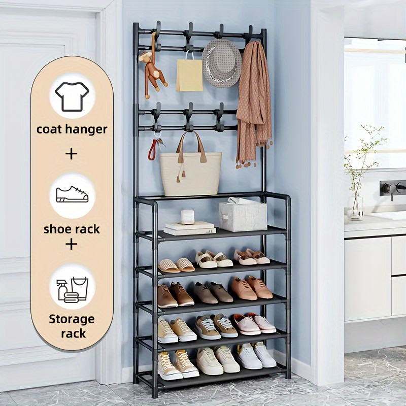 Zapatero de varios niveles, organizador de suelo, gabinete de almacenamiento para zapatillas, sombreros, abrigos, dormitorio, hogar, multifuncional, ahorro de espacio