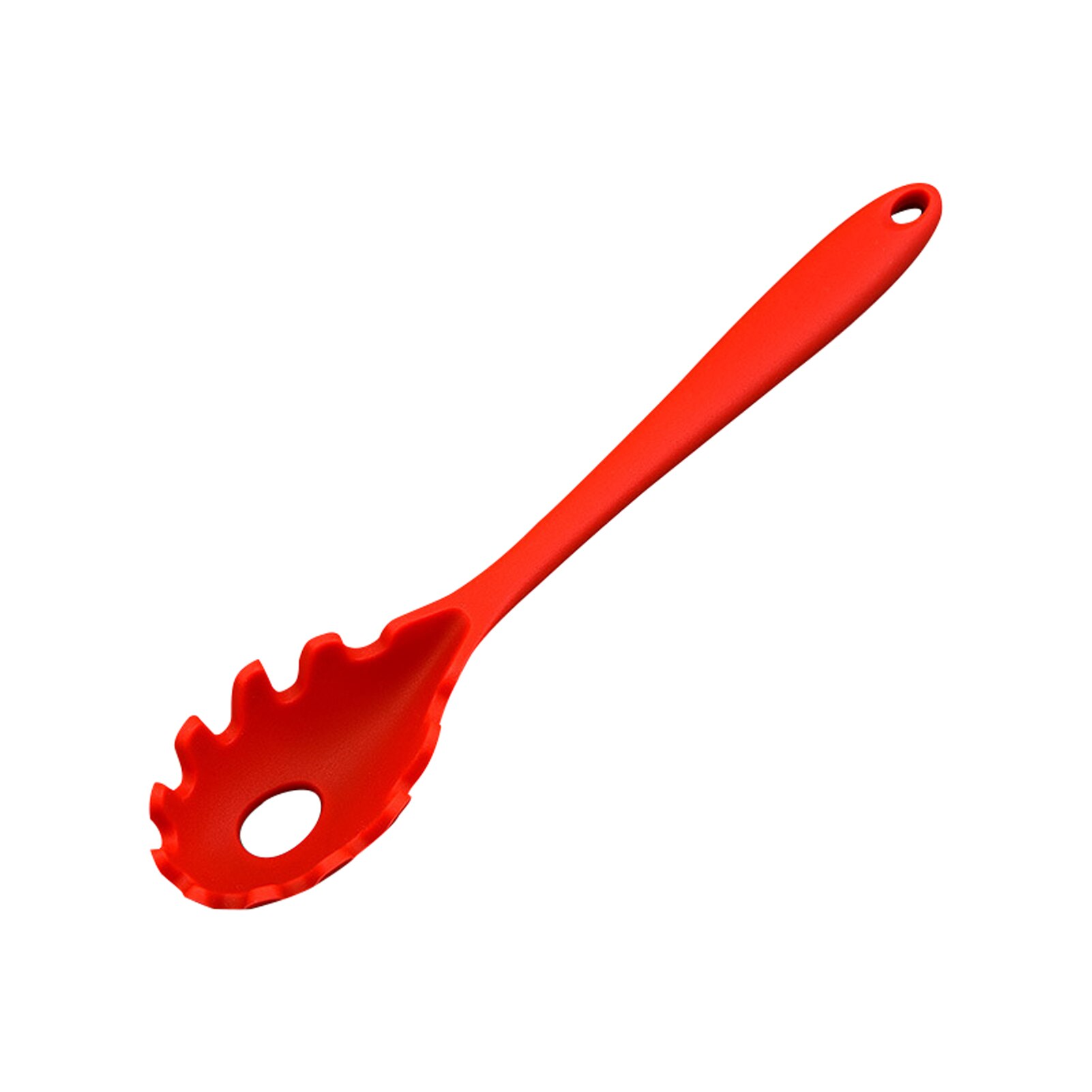 Heat Resistant Spoon Pasta Fork Long Handle Soft Silicone Practical Mini Portable Multifunctional Cooking Tool Noodle Ergonomic: Red