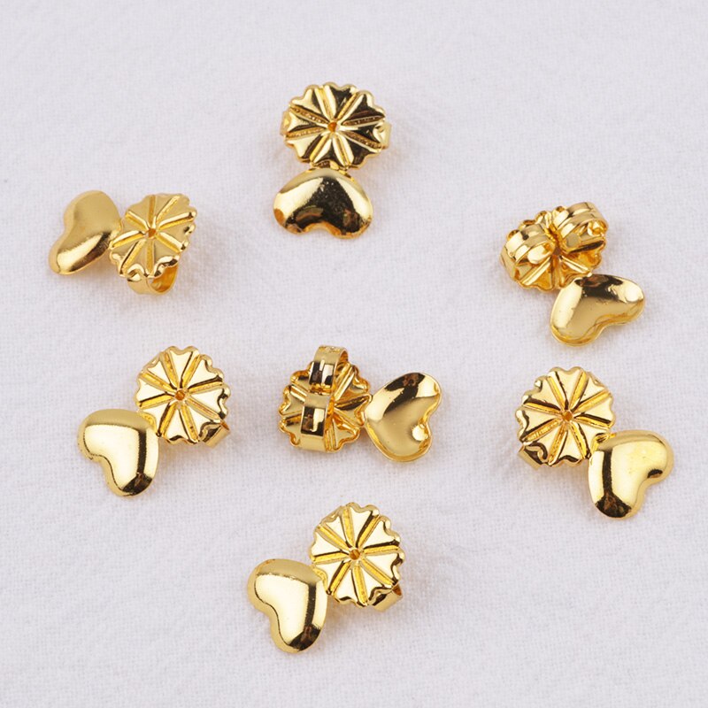 4 sztuk style mody hipoalergiczne kolczyki urządzenie kreatywne nausznice stadniny wysięgnik klamry europejski amerykański biżuteria z powrotem: Flower Heart gold