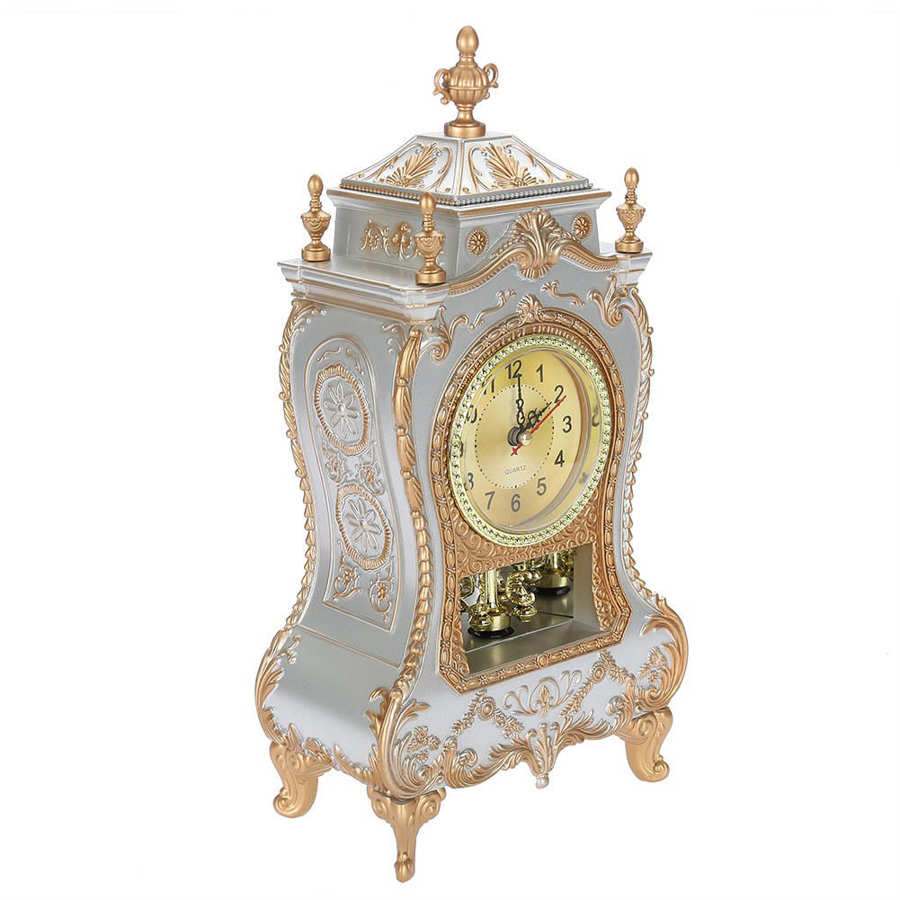 Vintage Style Plastic Table Clock Table Clock Antique Home Hotel Decorative Desk Alarm Clock Durable Clocks Wall Home Decoration