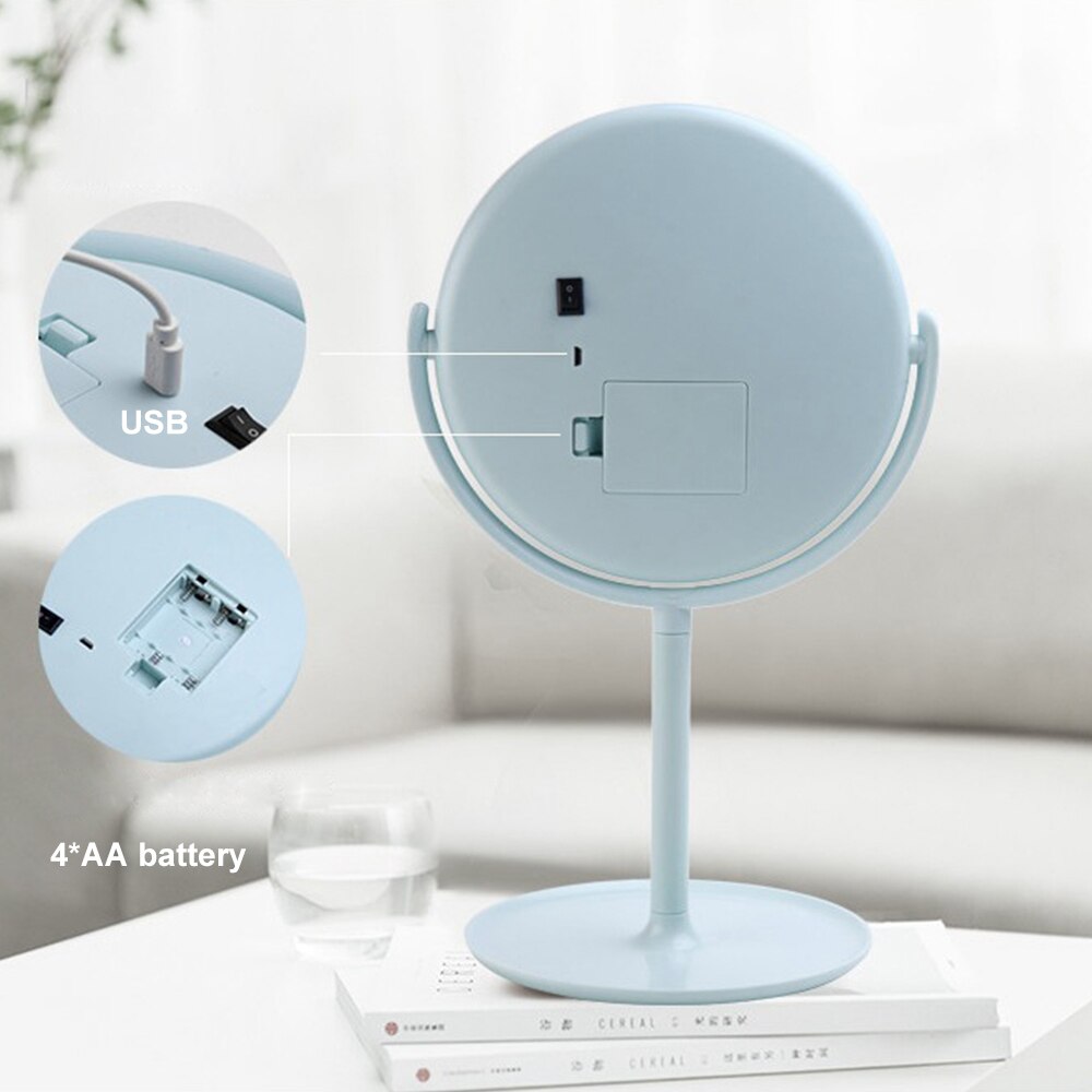 360 Degrees Rotation Makeup Mirror 22 LED Lights Touch Screen Dimmable Table Mirror USB Power Supply