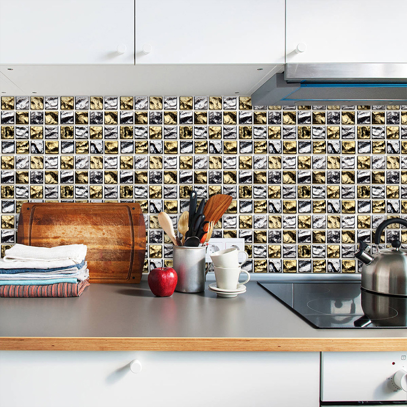 Tegel Sticker Keuken Zelfklevende 3D Behang Muurschilderingen Waterdicht Stickers Voor Woonkamer Badkamer Home Decor 10/15/20/30Cm