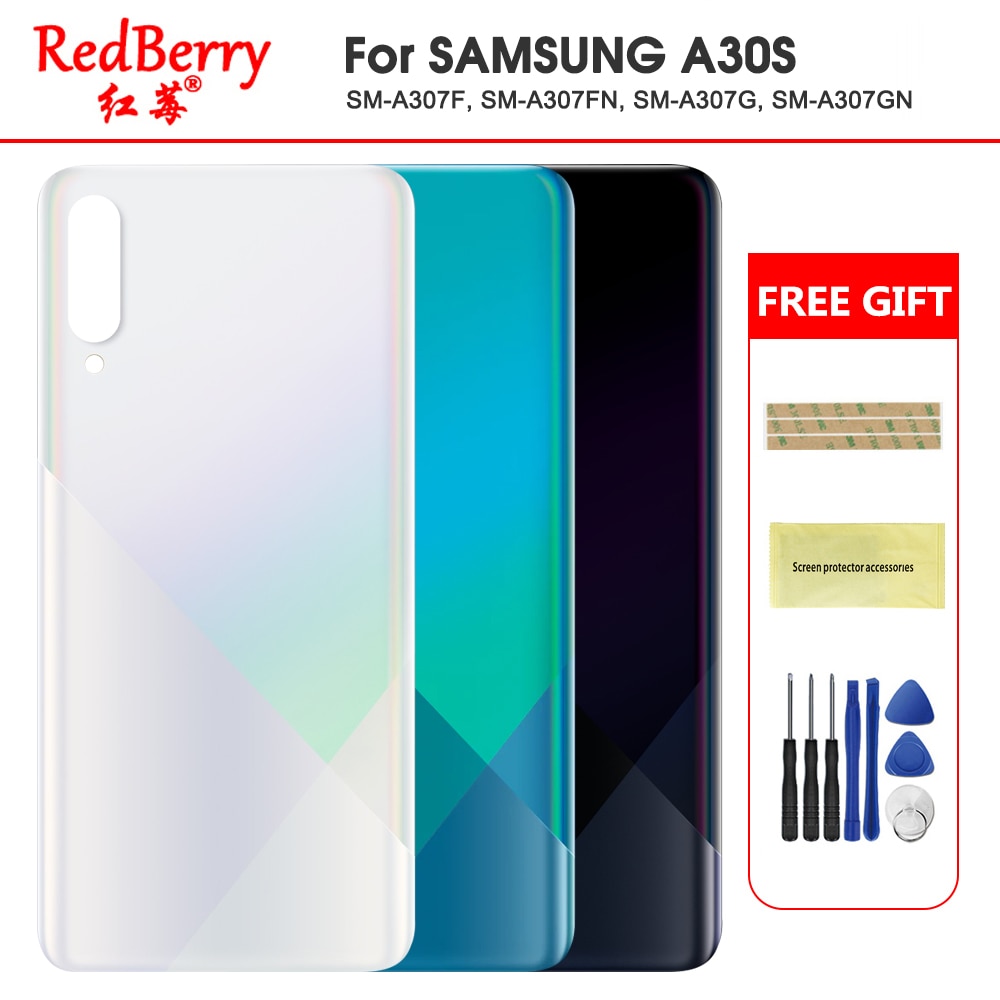 Pour Samsung Galaxy A30S A307 SM-A307F D'origine Retour Batterie Couvercle Arrière Logement De Porte En Verre de Pièce de Rechange de Panneau