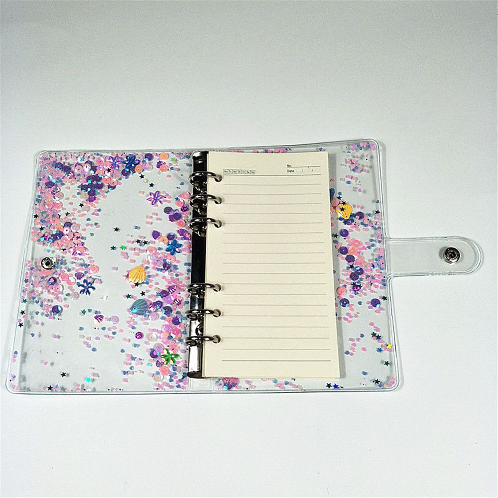 A5/A6 Cute Transparent PVC Glitter Sequins Notebook Cover Office School 6 Rings Binder Spiral Planner Agenda Organizer Notebooks