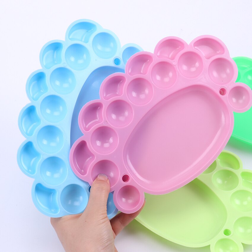 15 brunnar fotavtryck form plast palett konst färg plast ritbricka färg palett för olje akvarell målning pall