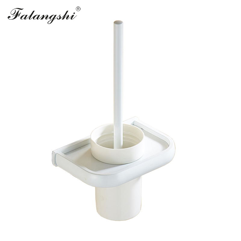 Falangshi Toiletborstelhouder Koper Messing Antiek/Borstel/Wit/Zwart Badkamer Accessoires Wandmontage WB8700: White