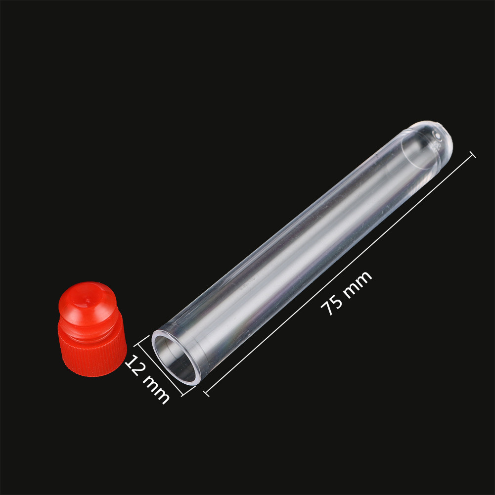 12*75Mm Hard Plastic Test Tube Met Plug Cap 5Ml Wegwerp Ronde Bodem Clear Test Tube Laboratorium apparatuur 5 Pcs