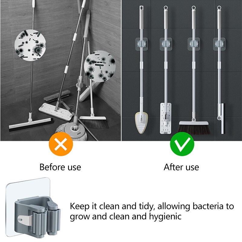 Samoprzylepne ściany wieszak na mopa przezroczysty mocny uchwyt na mopa organizator uchwyt łazienkowy schowek na haki haki Organizer łazienkowy