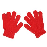 KLV Winter Cute Boys Girls Gloves Solid Color Finger Point Knit Stretch Mittens Winter Warmer Gloves Women Girls: Red