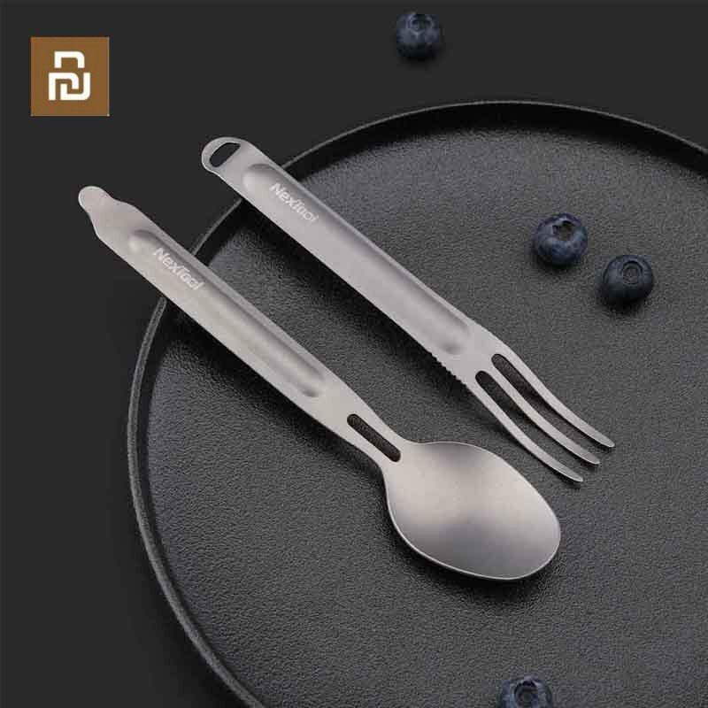 Xiaomi Netool Outdoor Titanium Fork Spoon Antibacterial Non-toxic Durable Non-rust Light Sturdy Convenien Portable Storage Box