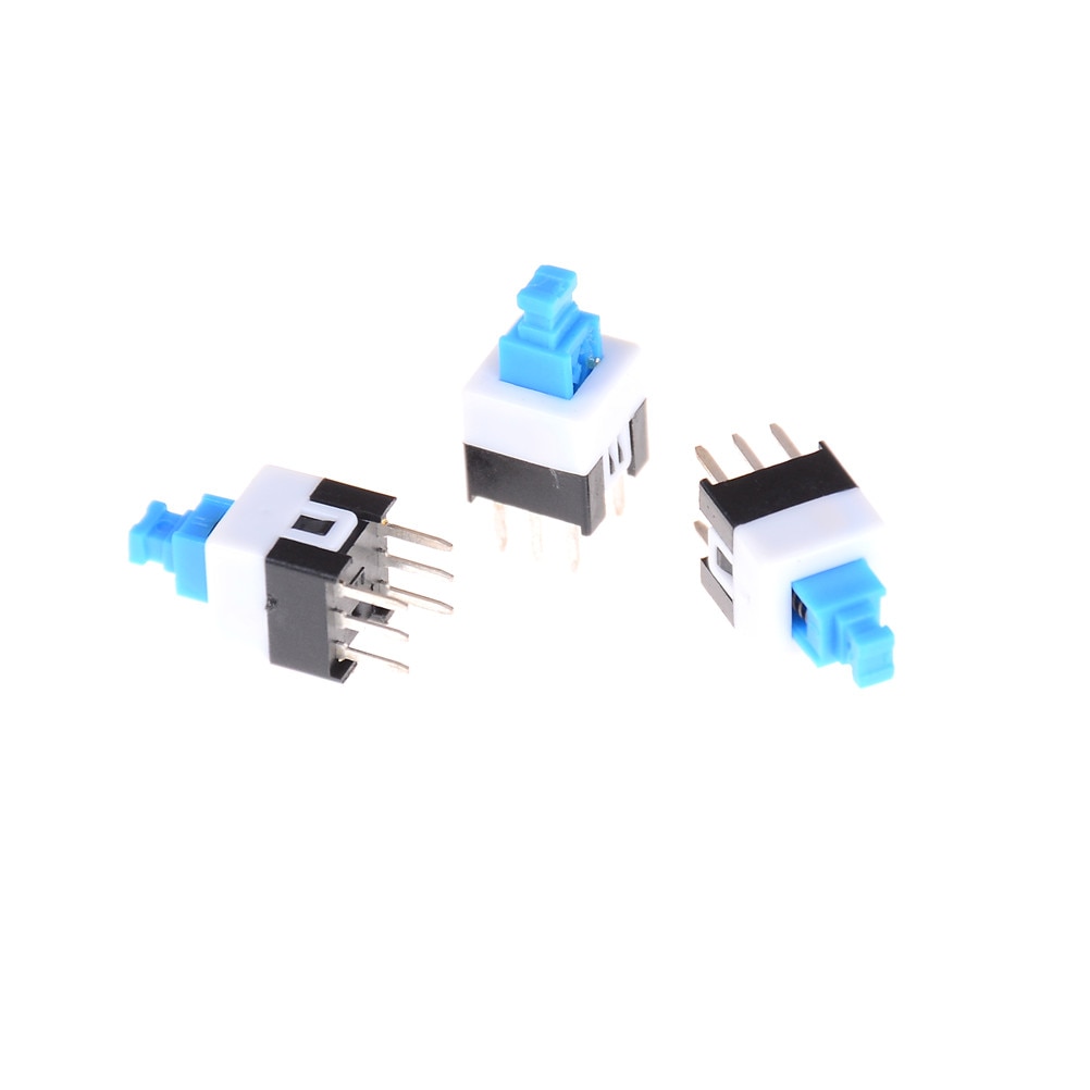 50PCS 6Pin Push Tactile Power Micro Switch Self Lock On/Off Button Latching Switch Electronic 7X7mm 7*7mm