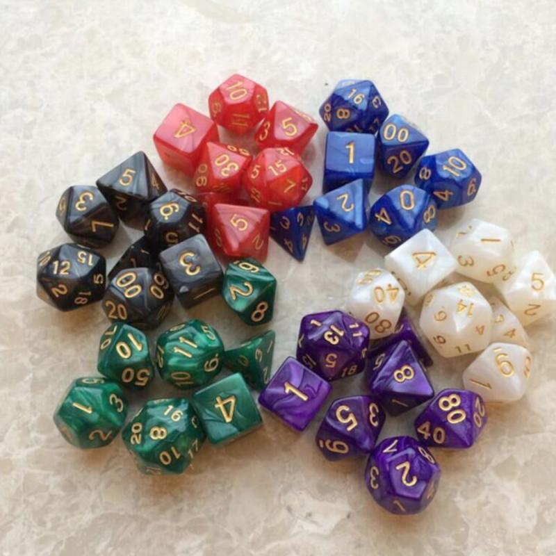 7 Stks/set Multi Zijden Dobbelstenen Polyhedral Dnd Gemengde Kleur Spelen Cubes Board Game Dice Set + Opbergtas Voor Party trpg Gamer Voor