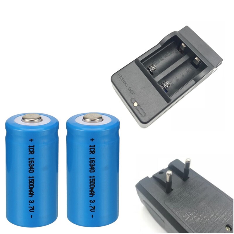 3.7V 1500mAh Rechargeable Li-ion Batteries 16340 CR123A Battery For LED Flashlight Travel Wall Charger For CR123A 16340 battery: Gold