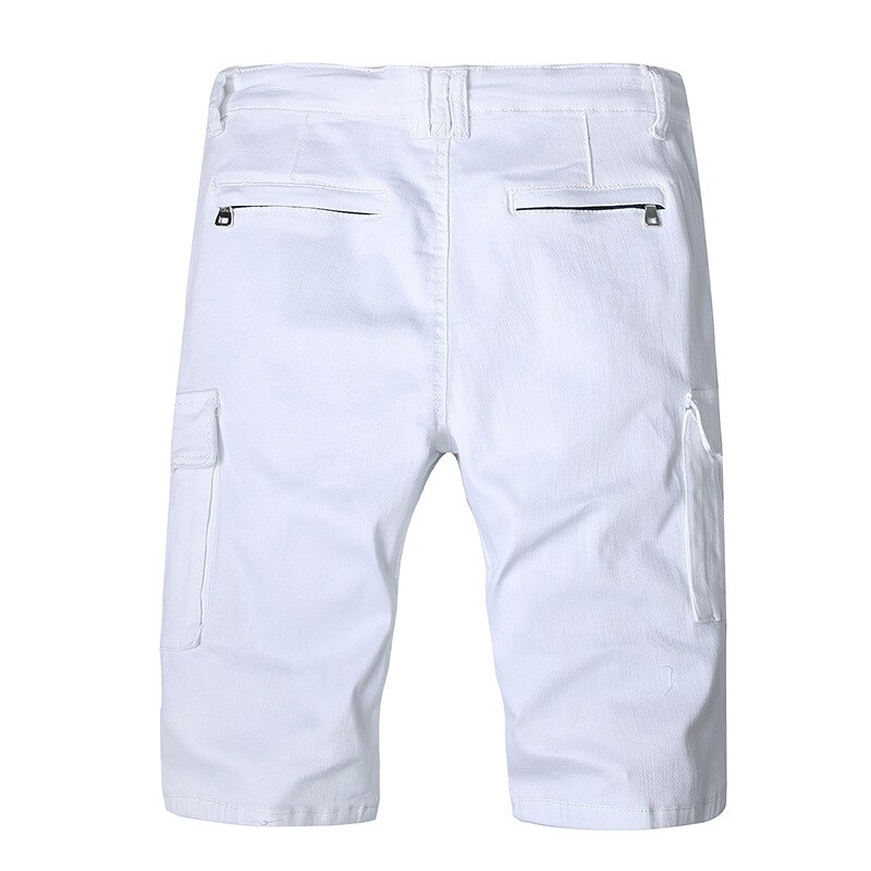 Herr vita jeansshorts flerfack cargo korta byxor man casual slim streetwear enfärgade biker jeans shorts