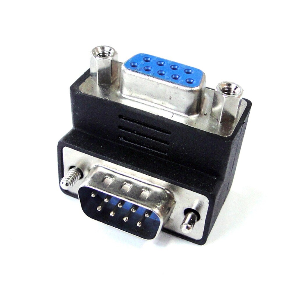 10pcs/lot CY RS232 D-Sub 9 Pin Male Up Angled 270 degree screw type To Female Nut type extension Adapter