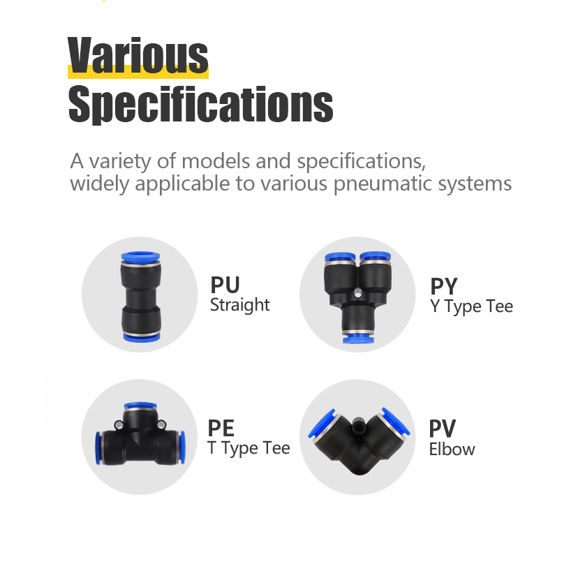 LAIZE-acoplamientos de manguera de plástico, accesorio neumático de empuje de ajuste rápido para aire PU/PE/PY/PV, codo recto en T, OD6mm, 8mm, PU-8, 50/72 unids/lote por caja