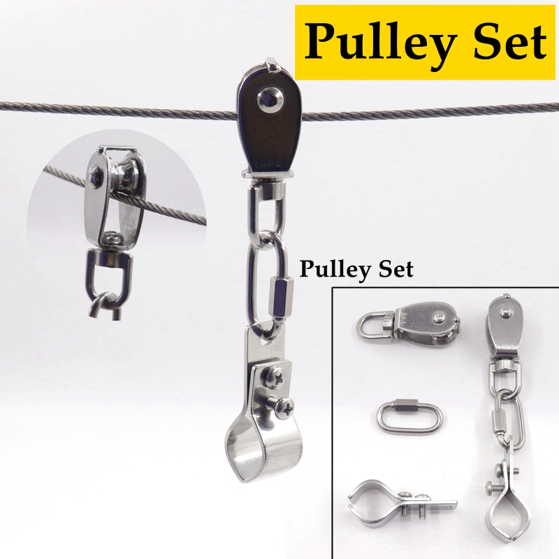 SS304 Installation Zubehör Sonnensegel Armaturen Halter Spannschloss Pulley Set Weichen Draht Seil Snap Haken Volle Ausrüstung