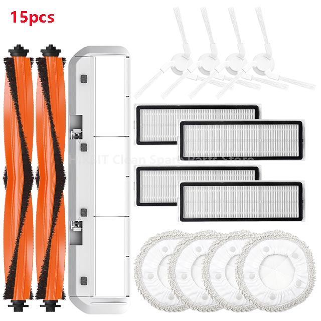 Für XiaoMi Mijia MI Selbstreinigende Roboter Staubsauger Profi STYTJ06ZHM Zubehör Haupt-/Seitenbürstenabdeckung Hepa-Filter Mopptuch Teil: Orange