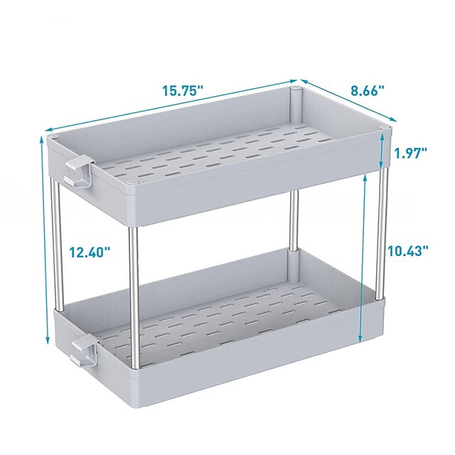 Under Sink Organizer Under Bathroom Sink Storage 2 Tier Organizer Bath Collection Baskets Multi-purpose Under Sink Storage