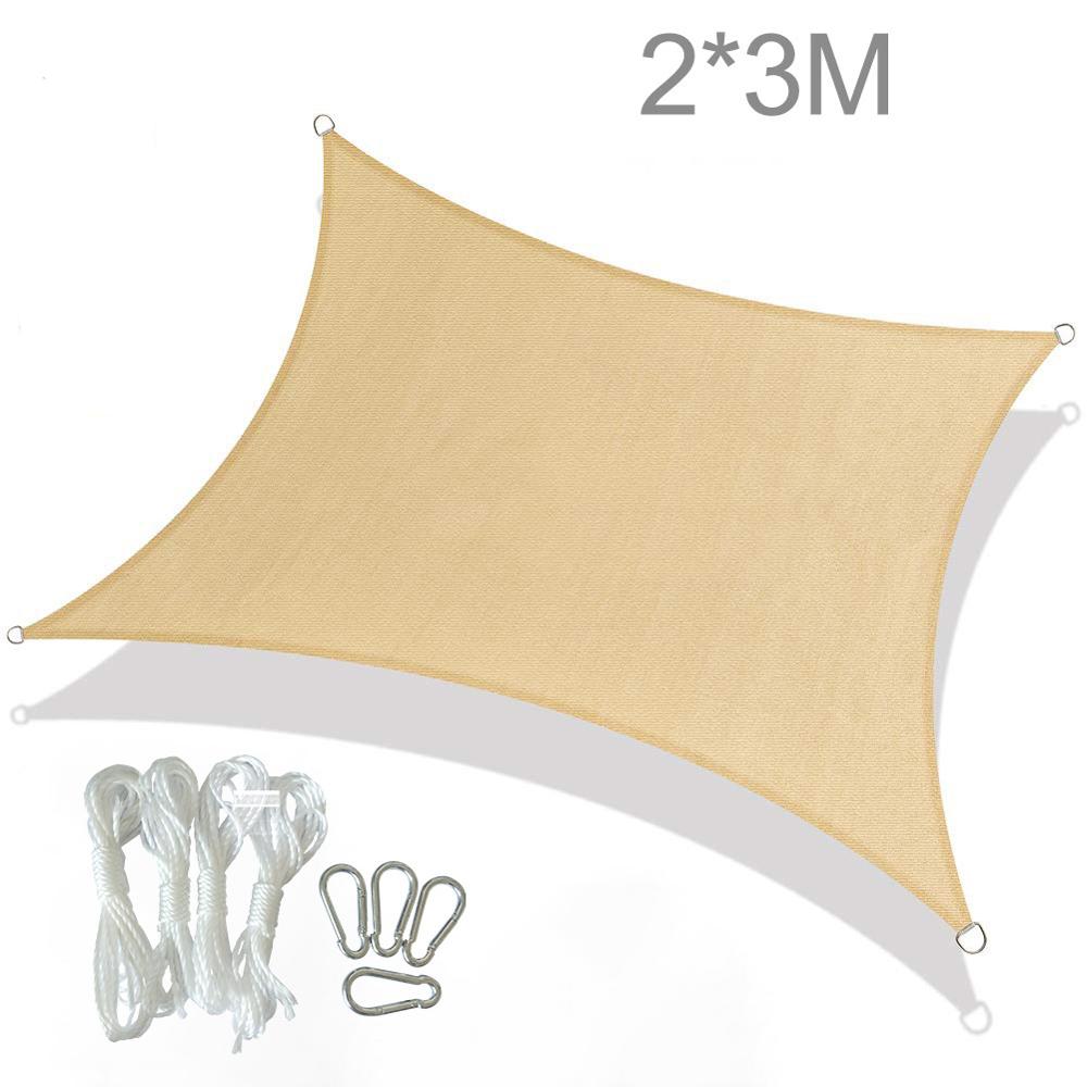Heavy Duty 185GSM Sun Canopy Shade Sail Rectangle UV Block Shading Nets for Patio Deck Yard and Outdoor: 2mx3m