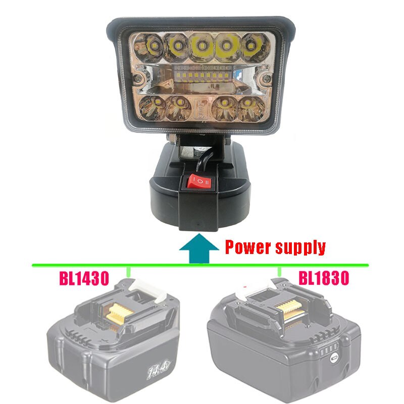 Lampe de travail sans fil pour Makita, lanterne Portable à LED avec batterie Li-ion 18V, projecteur USB, éclairage d'urgence d'extérieur