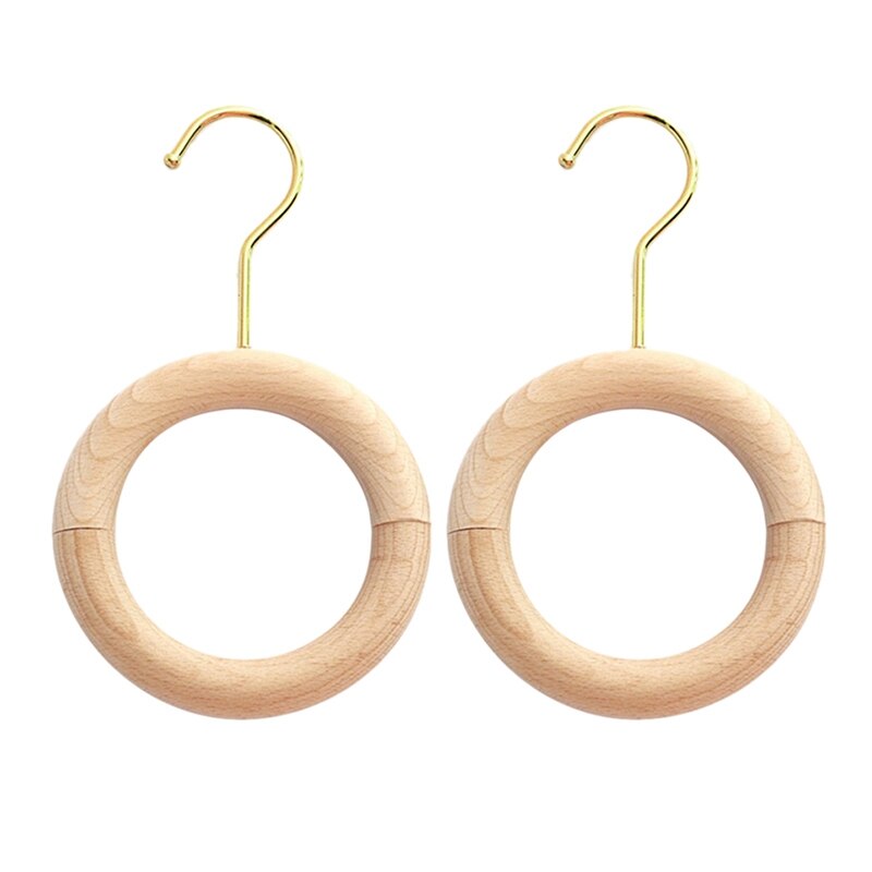 2 pièces en bois cercle cintre magasin de vêtements 360 rotation en forme de S crochet jean support d'écharpe décor à la maison-ABUX