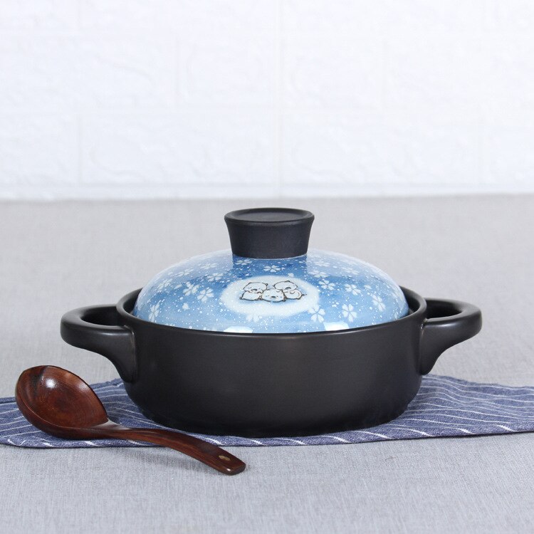 Cazuela de cerámica de varios tamaños japonesa, olla para sopa de cerdo de dibujos animados, resistente al calor, para el hogar: 1.5L Style B